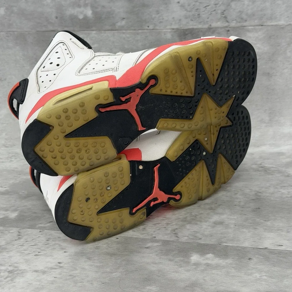 Nike Air Jordan 6 Retro Shoes Youth Size 6.5Y White Infrared Black 384665-123